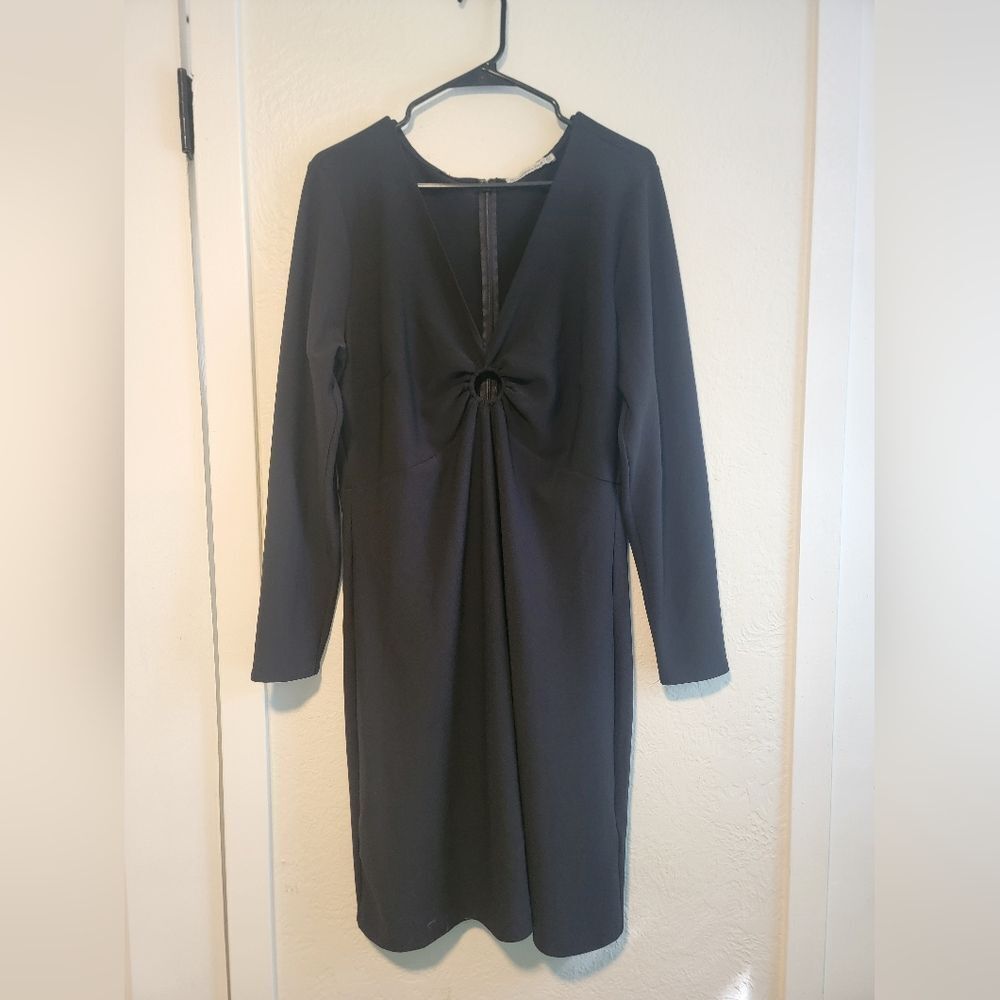 Abercrombie Fitch Black Keyhole Long Sleeve Dress Stretch Xlarge Tall